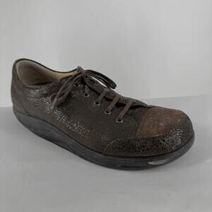 Finn Comfort shoes womens 8.5 brown crackle leather lace up workwear business